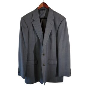 BROOKS BROTHERS Gray Stripe Wool Blend Sport Coat Men Sz 44L Quite Luxury Office